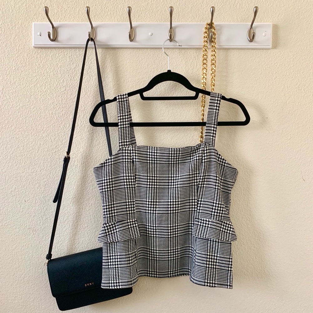 Forever 21 Houndstooth Tank Top w Buckle Straps